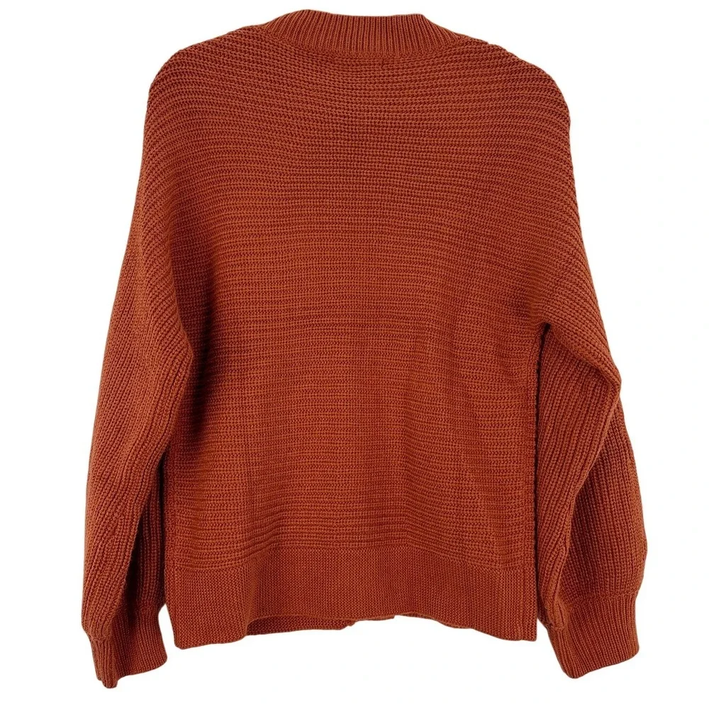 Kojooin Button Front Cardigan Women's Small Rust Knit Sweater‎ Casual Cozy Fall
